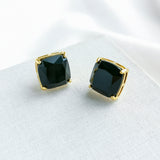 Small Square Stud Earrings (Jet)