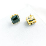 Small Square Stud Earrings (Jet)