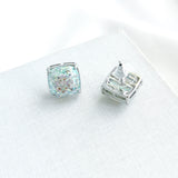 Small Square Stud Earrings (Opal Glitter)