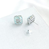 Small Square Stud Earrings (Opal Glitter)