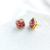 Small Square Stud Earrings (Purple)