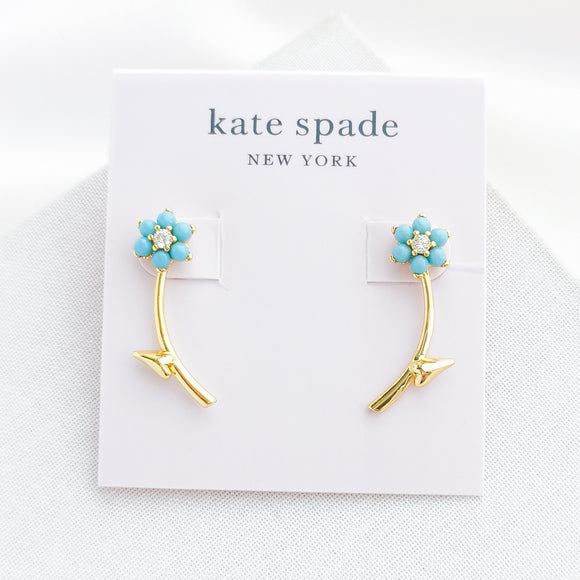 Myosotis Flower Ear Jacket Earrings (Turquoise)