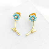Myosotis Flower Ear Jacket Earrings (Turquoise)