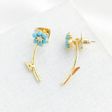 Myosotis Flower Ear Jacket Earrings (Turquoise)