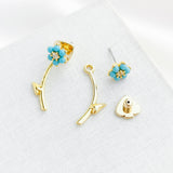 Myosotis Flower Ear Jacket Earrings (Turquoise)