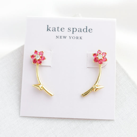 Myosotis Flower Ear Jacket Earrings (Pink Multi)