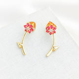 Myosotis Flower Ear Jacket Earrings (Pink Multi)