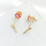 Myosotis Flower Ear Jacket Earrings (Pink Multi)