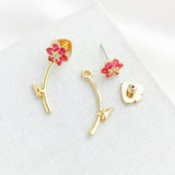 Myosotis Flower Ear Jacket Earrings (Pink Multi)