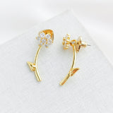 Myosotis Flower Ear Jacket  Earrings (Clear)
