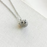 Arctic Friends Polar Bear Pave Silver Pendant Necklace