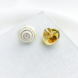 Know The Ropes Mixed Media Stud Earrings (White)