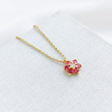 Myosotis Flower Mini Pendant Necklace (Pink Multi)