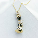 Gold Alice In Wonderland Stacked Teacup Tea Time Pendant Necklace