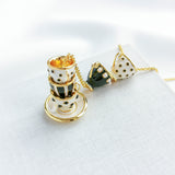 Gold Alice In Wonderland Stacked Teacup Tea Time Pendant Necklace
