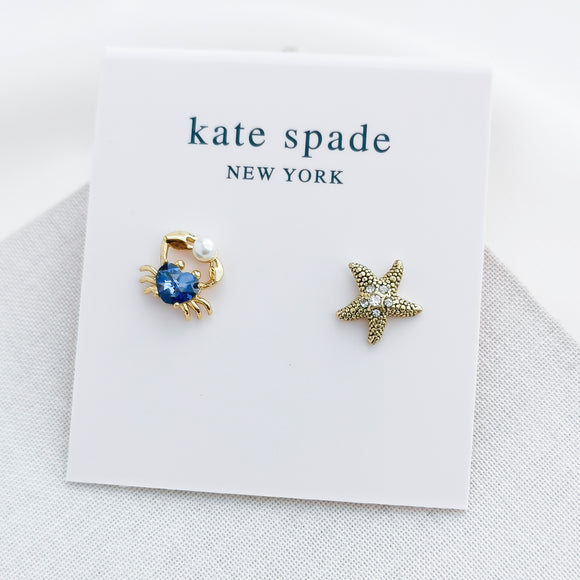 Sea Star Starfish And Crab Stud Earrings