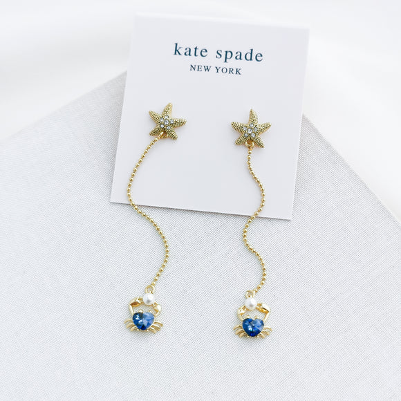 Sea Star Crab Linear Earrings