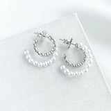 Pearl Caviar Double Huggies Earrings