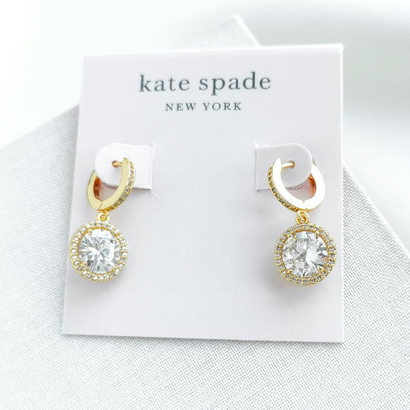 Something Sparkly Spade Huggies Earrings (Clear/Gold)