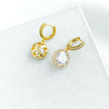 Something Sparkly Spade Huggies Earrings (Clear/Gold)