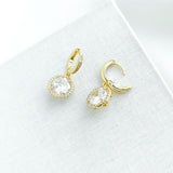 Something Sparkly Spade Huggies Earrings (Clear/Gold)
