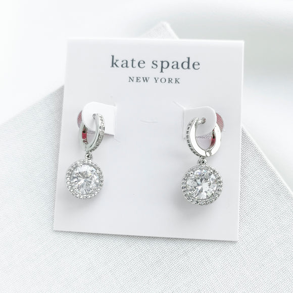 Something Sparkly Spade Huggies Earrings (Clear/Silver)