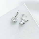 Something Sparkly Spade Huggies Earrings (Clear/Silver)