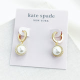 Something Sparkly Spade Huggie Earrings (Cream/Gold)
