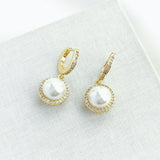 Something Sparkly Spade Huggie Earrings (Cream/Gold)