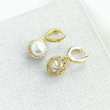 Something Sparkly Spade Huggie Earrings (Cream/Gold)