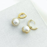 Something Sparkly Spade Huggie Earrings (Cream/Gold)