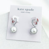 Something Sparkly Spade Huggie Earrings (Cream/Silver)