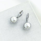 Something Sparkly Spade Huggie Earrings (Cream/Silver)