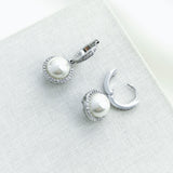 Something Sparkly Spade Huggie Earrings (Cream/Silver)