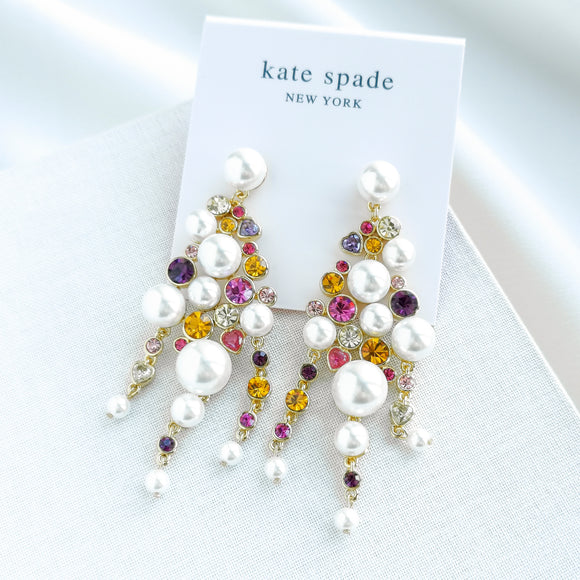 Multicolour Pearl Caviar Gold Statement Earrings
