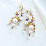 Multicolour Pearl Caviar Gold Statement Earrings