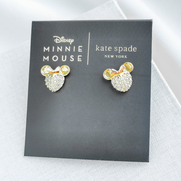 Gold Disney Minnie Mouse Pave Stud Earrings