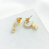 Shining Spade Pearl Huggie Earrings