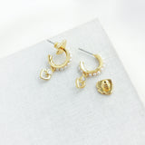 Shining Spade Pearl Huggie Earrings