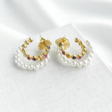 Pearl Caviar Double Huggies Earrings