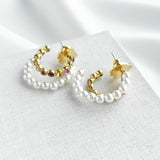 Pearl Caviar Double Huggies Earrings