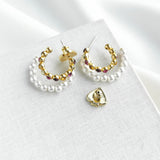 Pearl Caviar Double Huggies Earrings