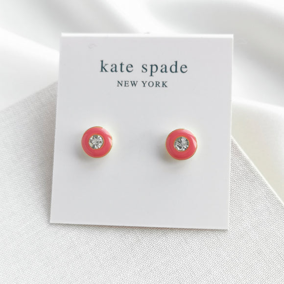 Pink Candy Drops Round Stud Earrings