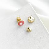 Pink Candy Drops Round Stud Earrings