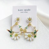 Dazzling Daisy Hummingbird Statement Hoop Earrings