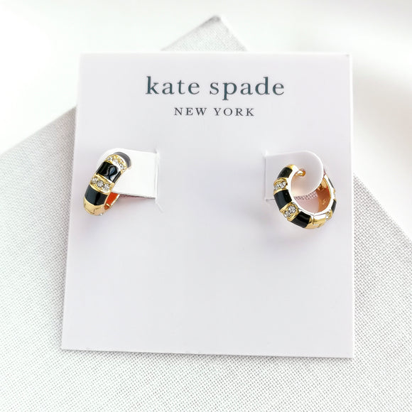 Rare Form Striped Huggie Earrings (Black)