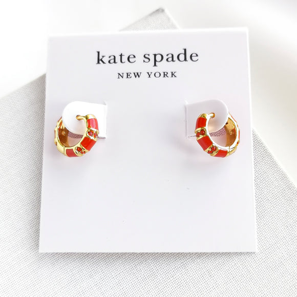 Rare Form Striped Huggie Earrings (Red)