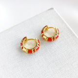 Rare Form Striped Huggie Earrings (Red)