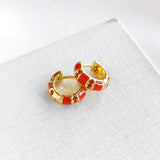 Rare Form Striped Huggie Earrings (Red)