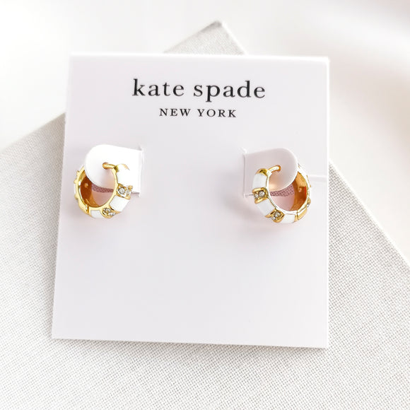 Rare Form Striped Huggie Earrings (White)